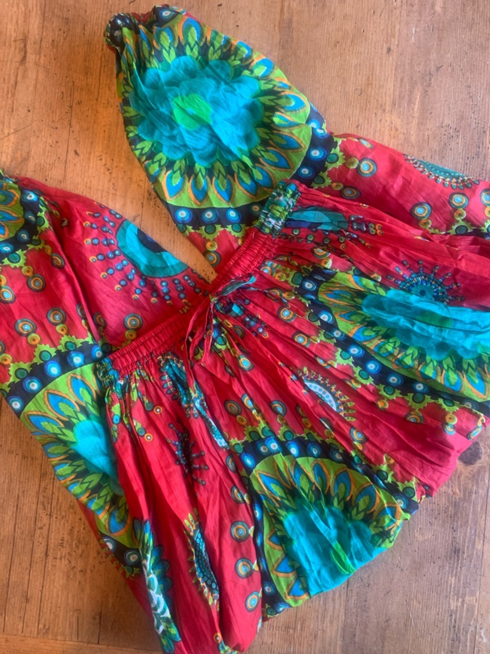 Cotton Red Floral Medallion Bohemian Puff Jogger Pant - Picture 12 of 16